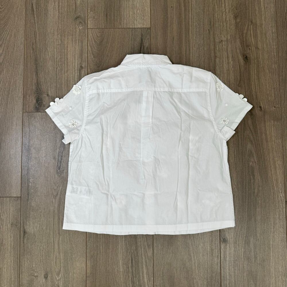 J Crew Collection Embellished Button Up Cotton Shirt US Women's 0 New - Picture 4 of 7